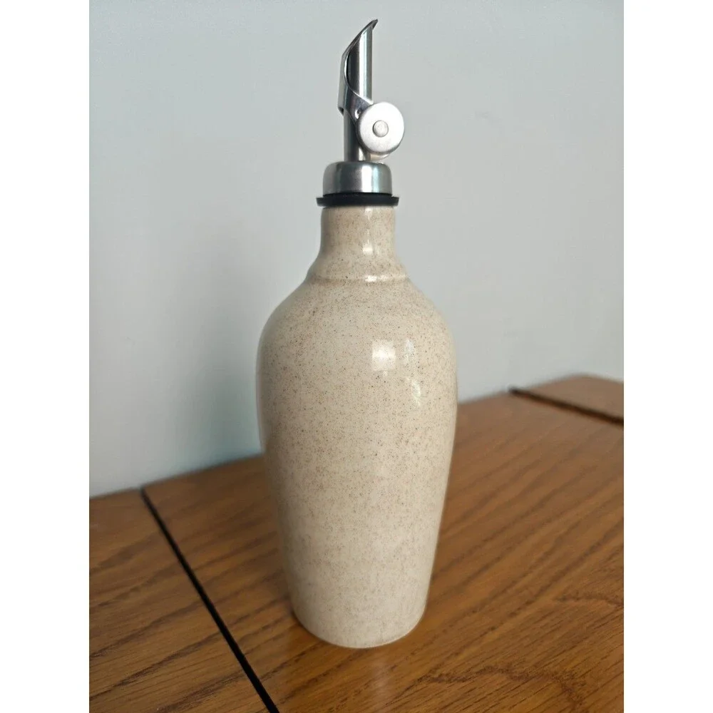 Hatfield Pottery Oil Vinegar Cruet Vanilla Bean Handmade In North Carolina Usa